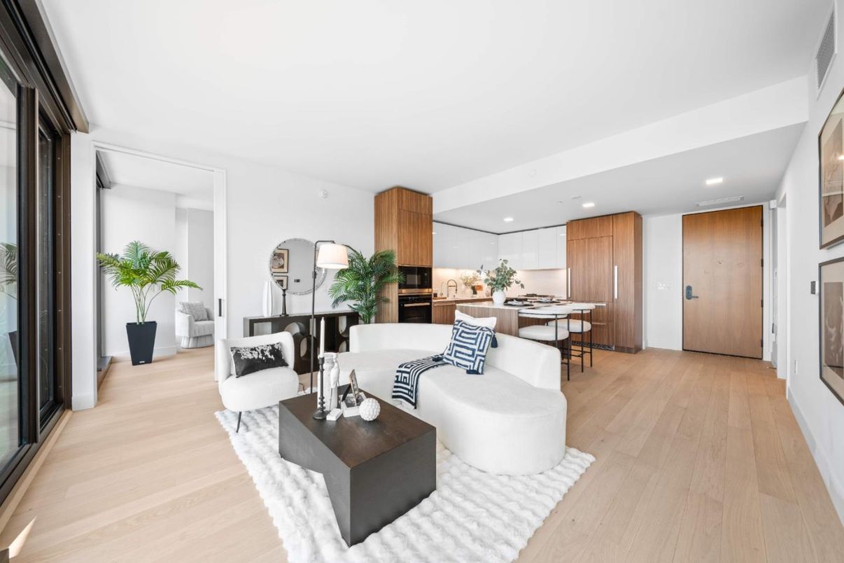 Interior, Kitchen, Living room, Recessed Lighting, Wood Texture Flooring
