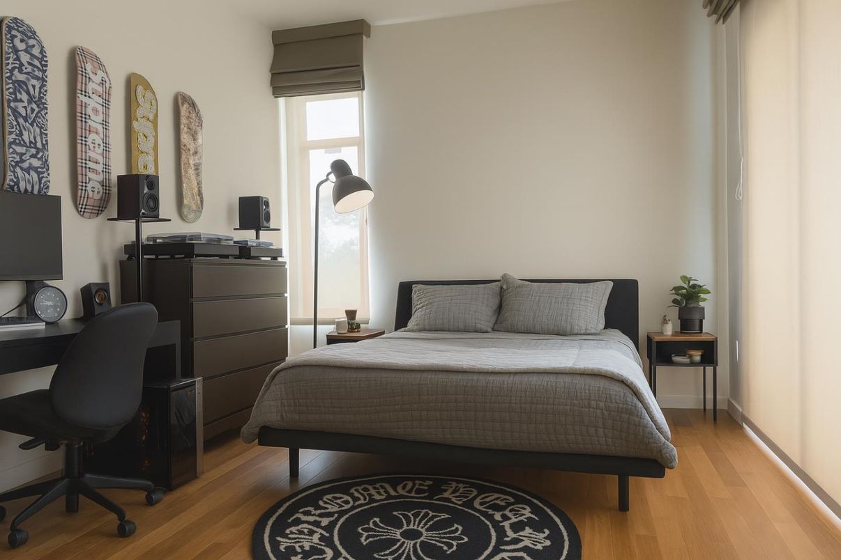 Bedroom, Home Office, Interior, Wood Texture Flooring
