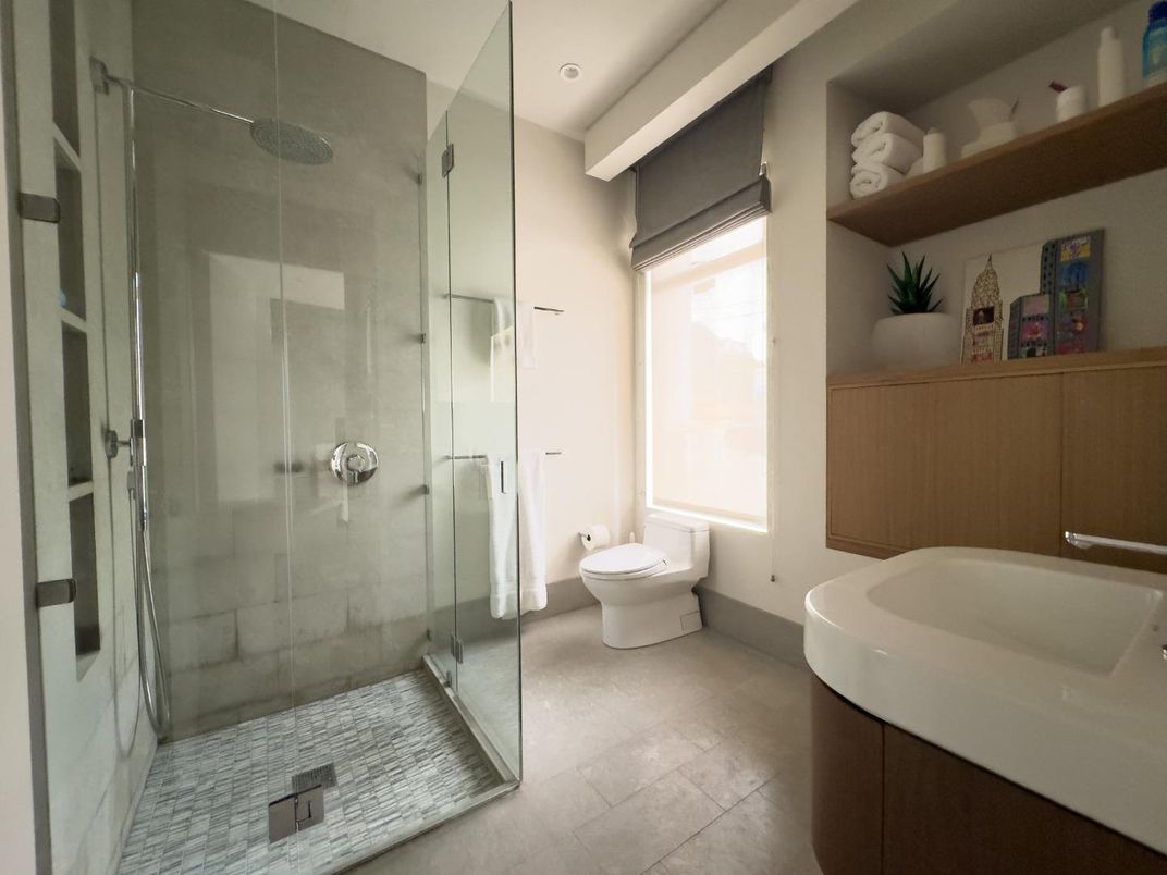 Bathroom, Glass Shower, Interior, Recessed Lighting