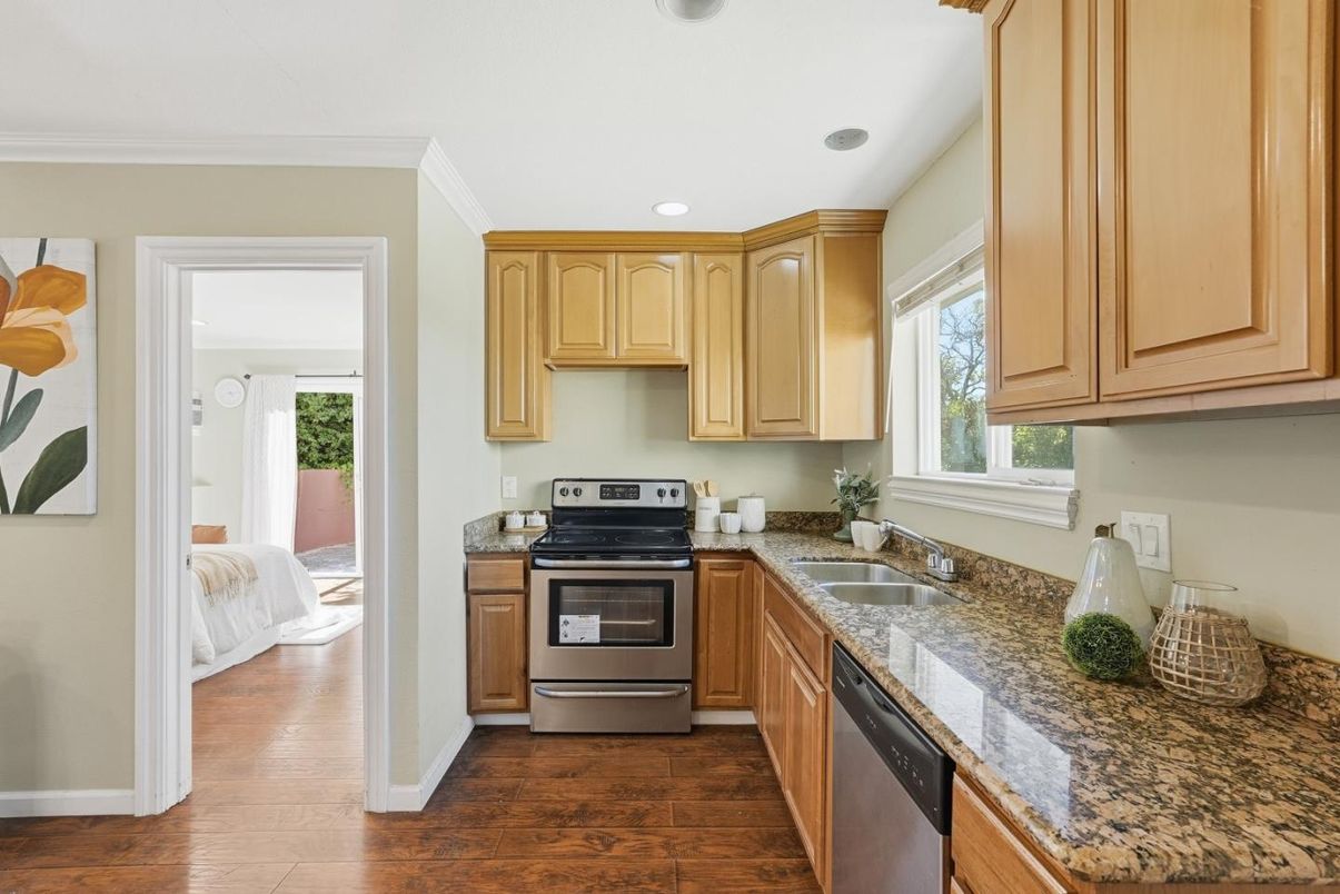 Interior, Kitchen, Recessed Lighting, Wood Texture Flooring
