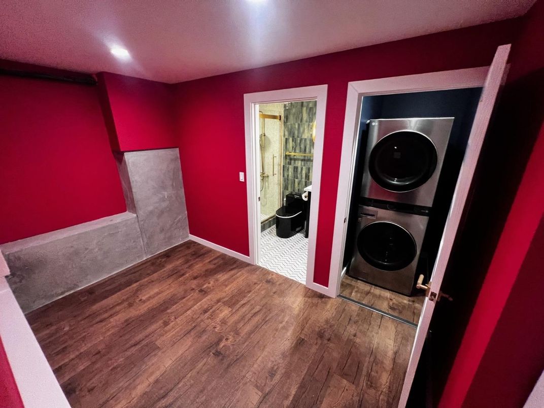 Interior, Recessed Lighting, Utility Closets, Washer, Wood Texture Flooring