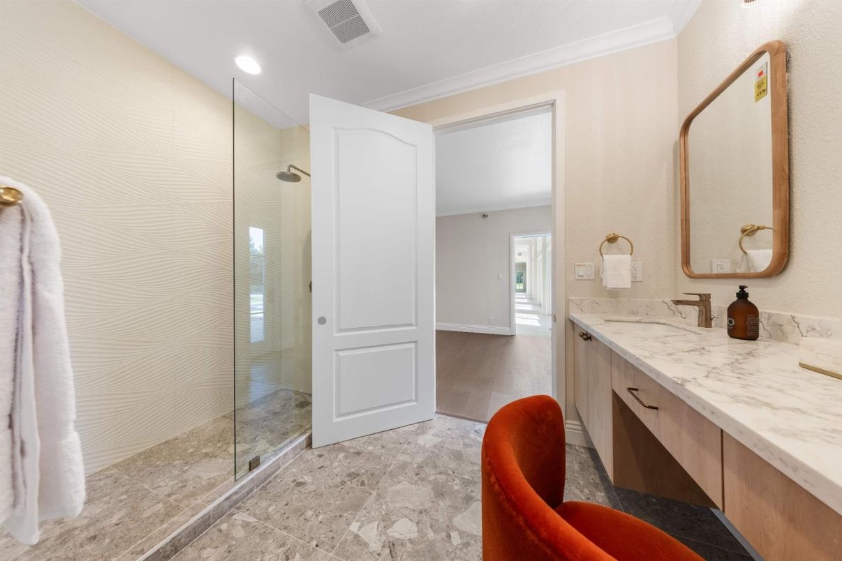 Bathroom, Glass Shower, Interior, Recessed Lighting