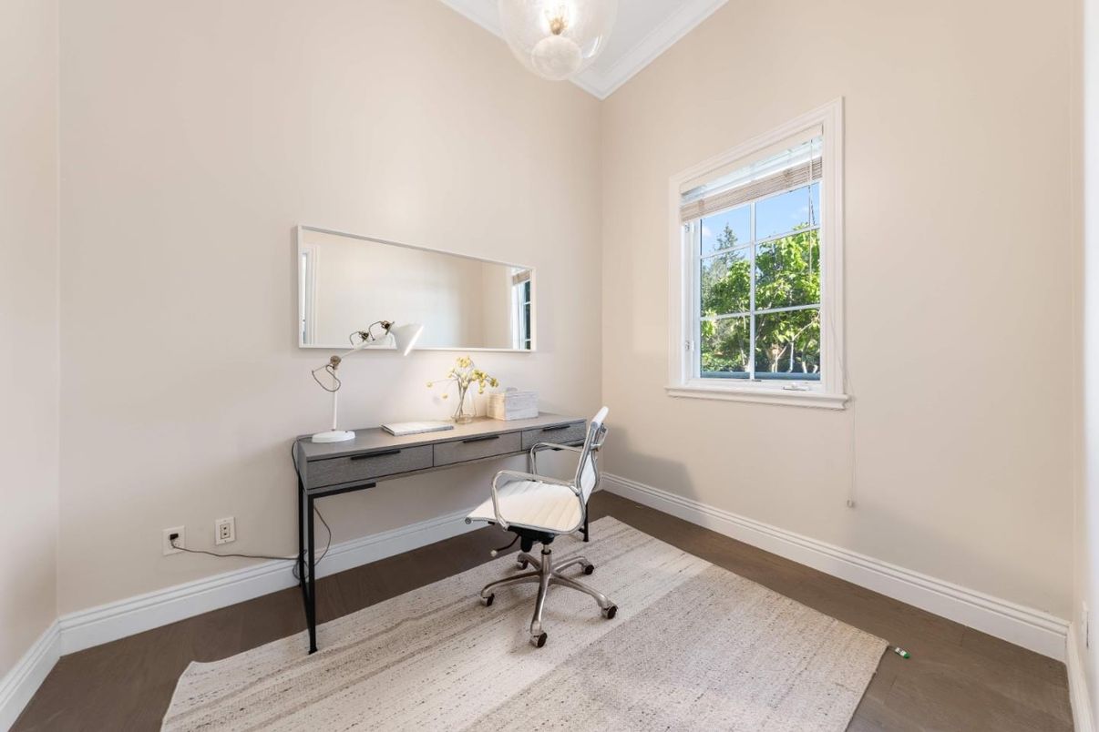 Home Office, Interior, Pendant Lights, Wood Texture Flooring