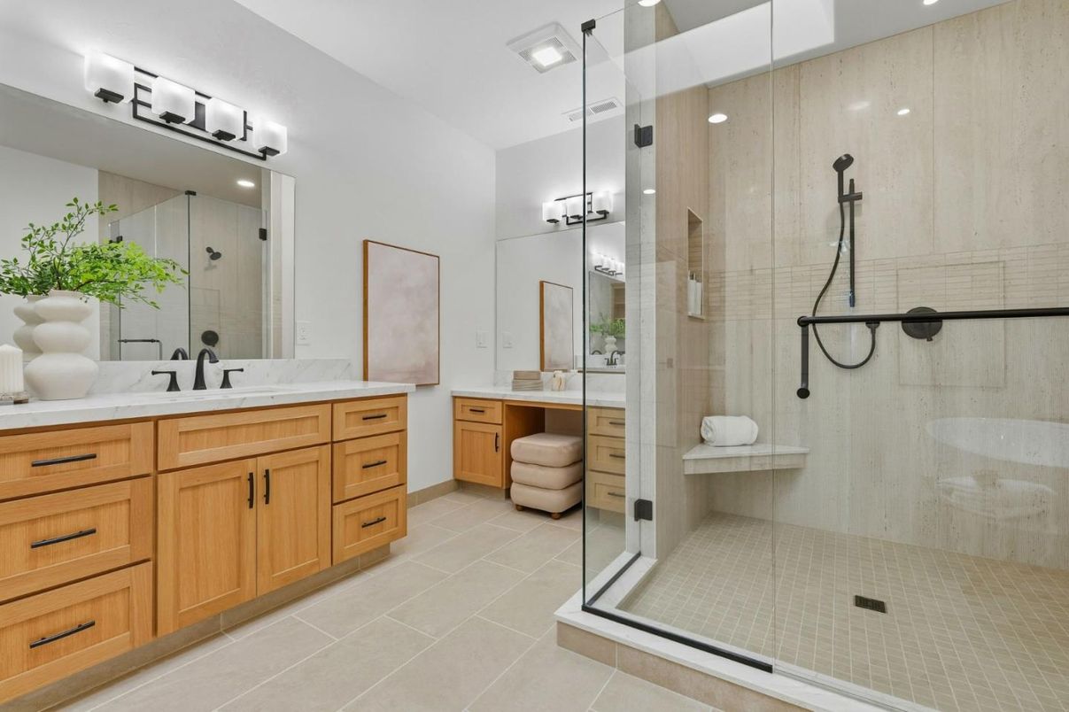 Bathroom, Dual Sink Vanities, Glass Shower, Interior