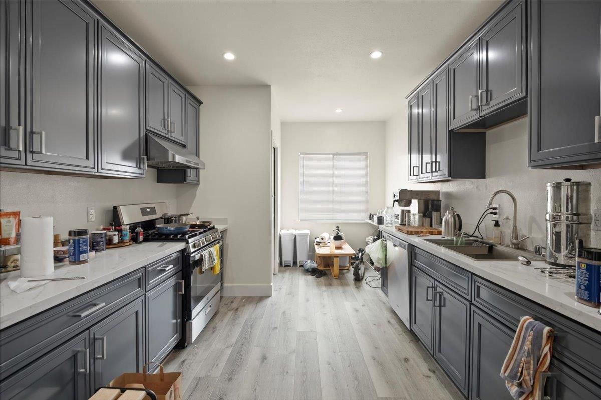 Interior, Kitchen, Recessed Lighting, Wood Texture Flooring