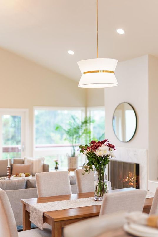 Fireplace, Interior, Living room, Pendant Lights, Recessed Lighting