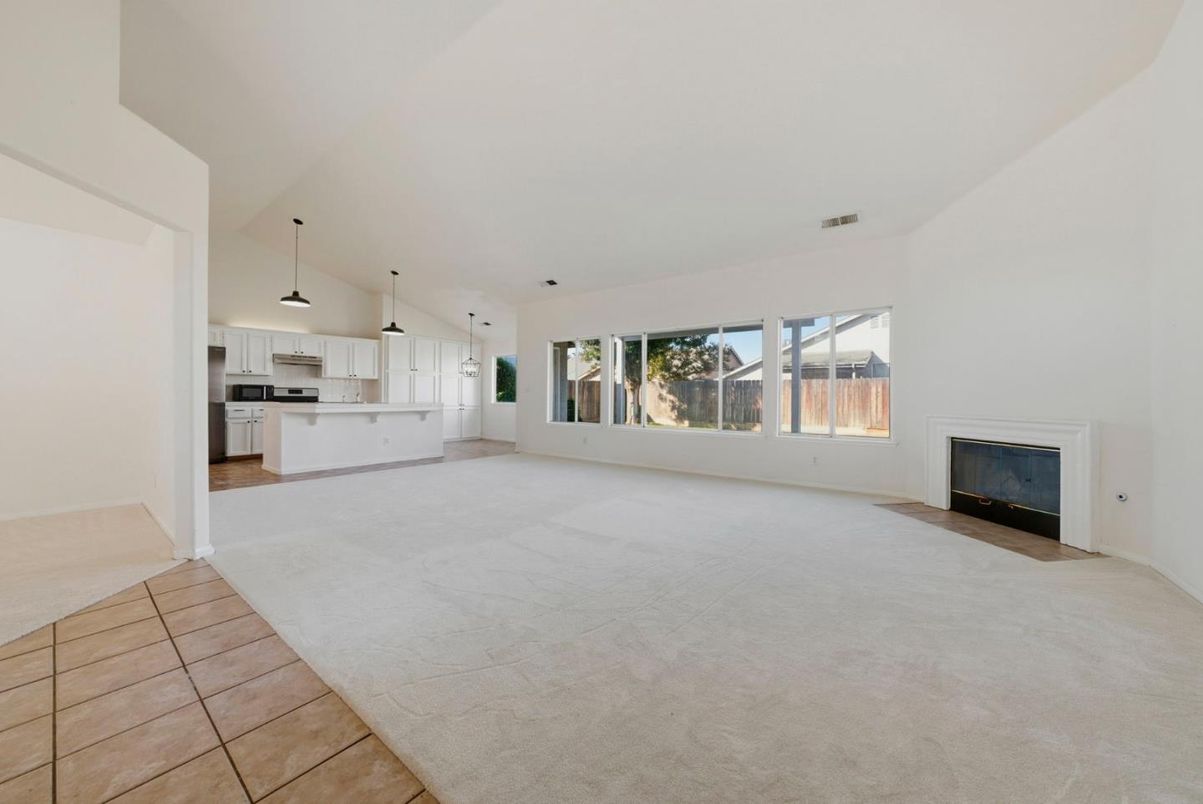Empty room, Fireplace, Interior, Kitchen, Pendant Lights