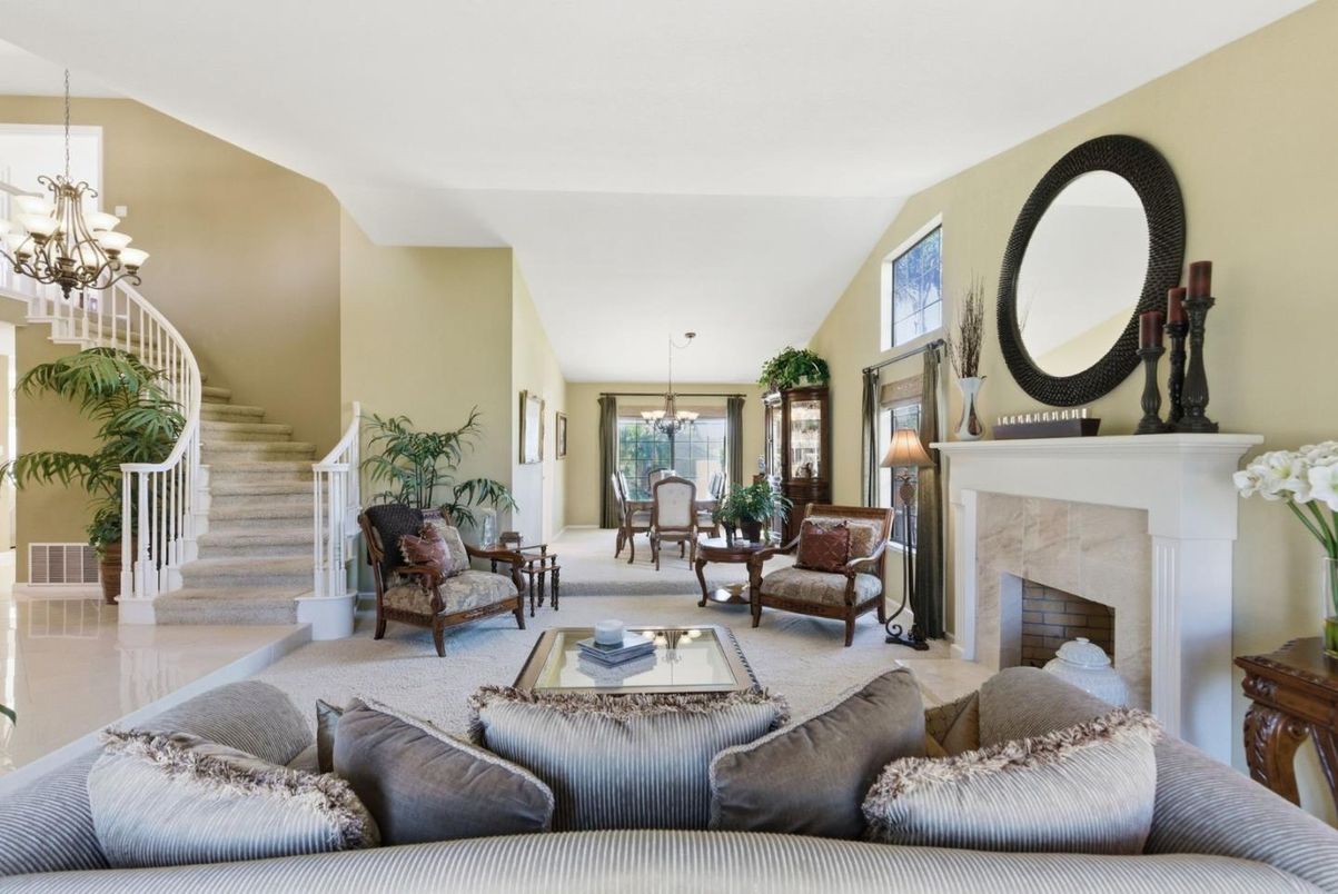 Chandelier, Dining room, Fireplace, Interior, Living room