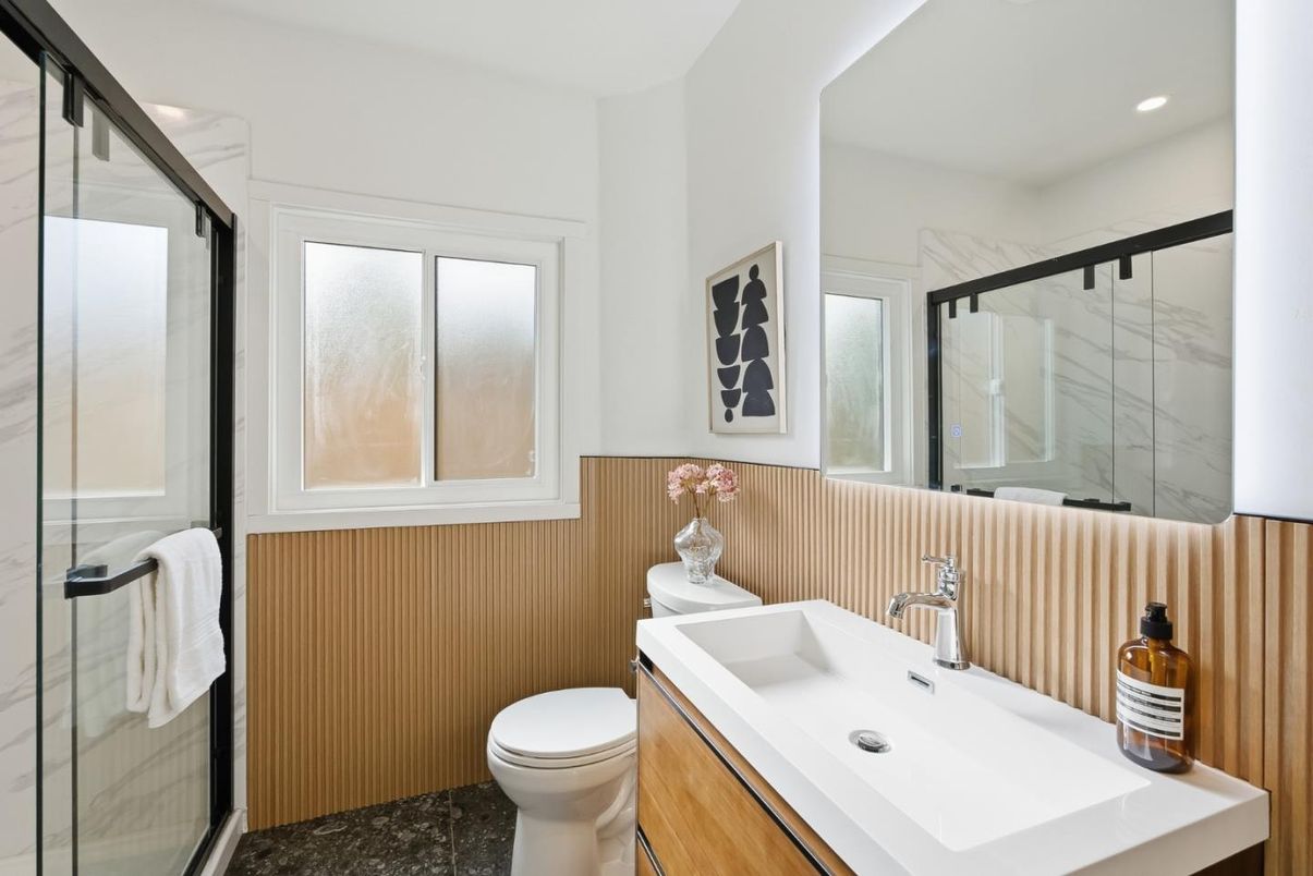 Bathroom, Glass Shower, Interior, Recessed Lighting