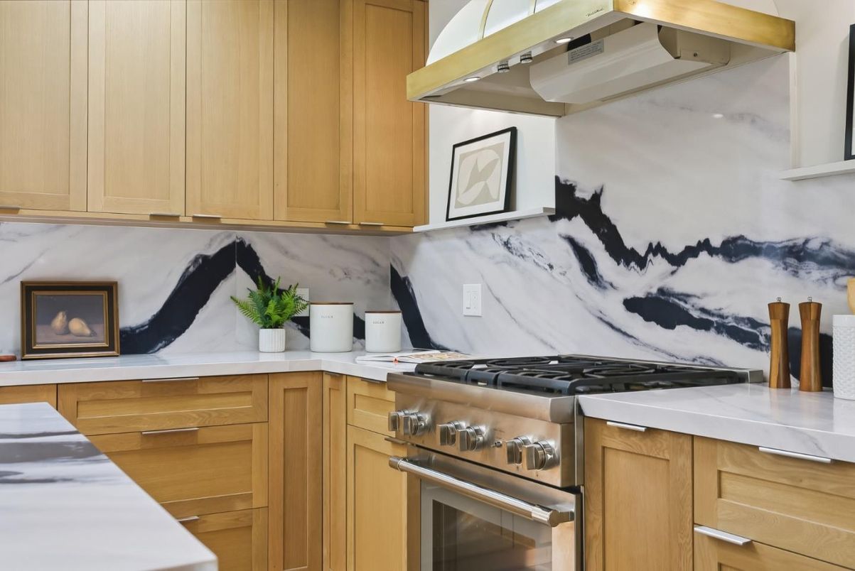 Interior, Kitchen, Marble Walls, Stainless Steel Appliances