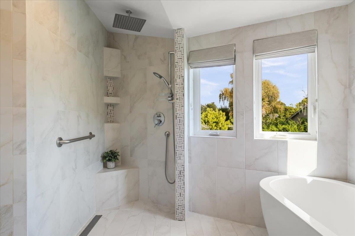 Bathroom, Glass Shower, Interior, Marble, Marble Walls