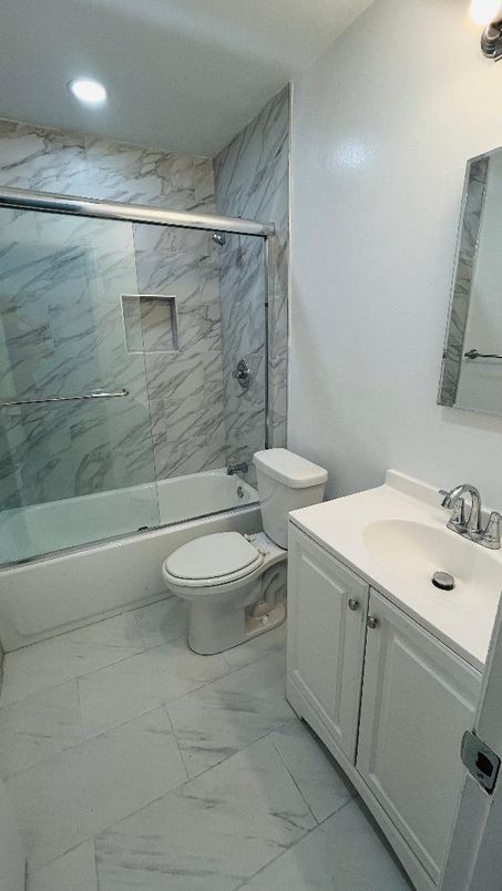 Bathroom, Glass Shower, Interior, Marble, Marble Walls, Recessed Lighting