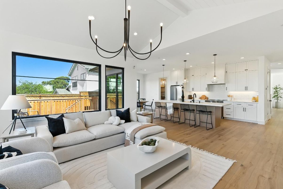 Interior, Kitchen, Living room, Pendant Lights, Recessed Lighting, Stainless Steel Appliances, Wood Texture Flooring