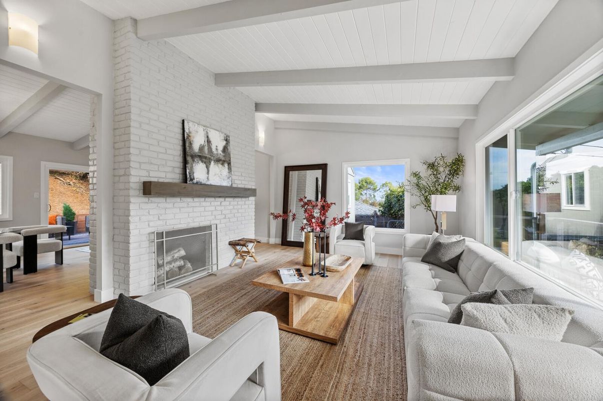 Fireplace, Interior, Living room, Stone Walls, Wood Texture Flooring