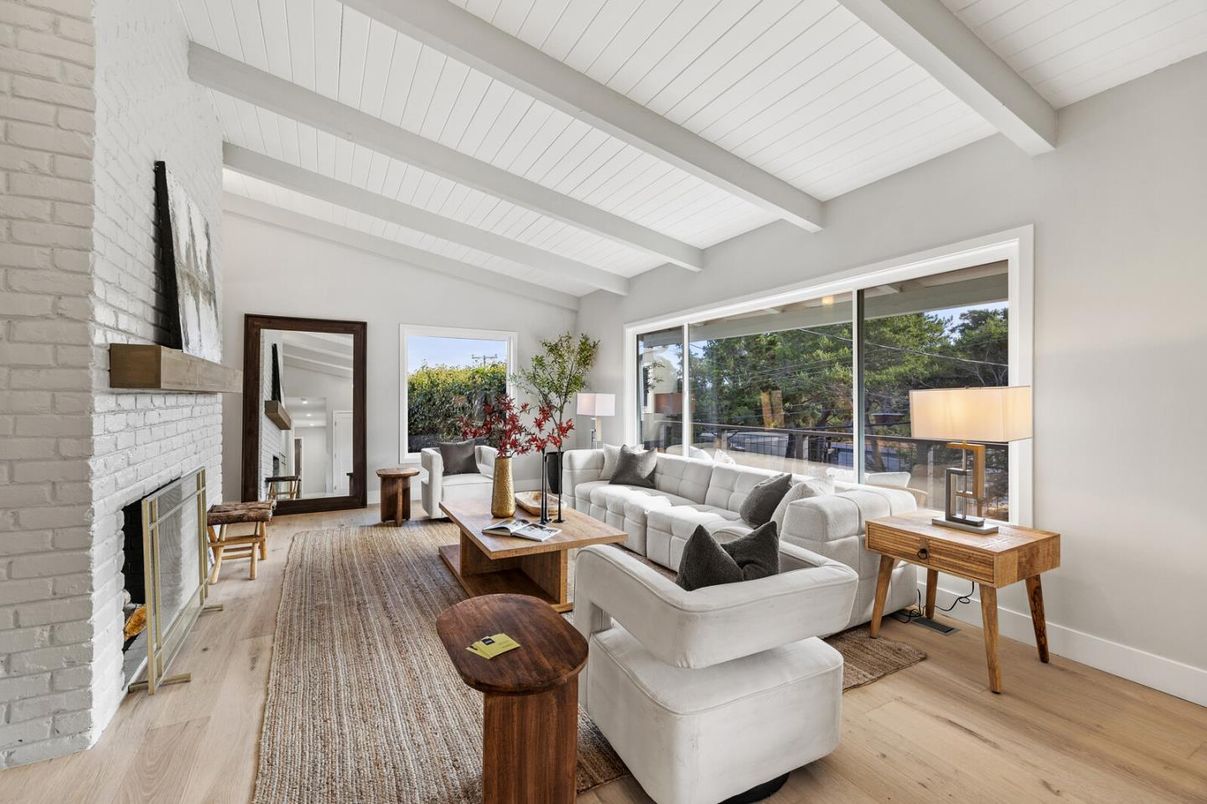 Fireplace, Interior, Living room, Stone Walls, Wood Texture Flooring