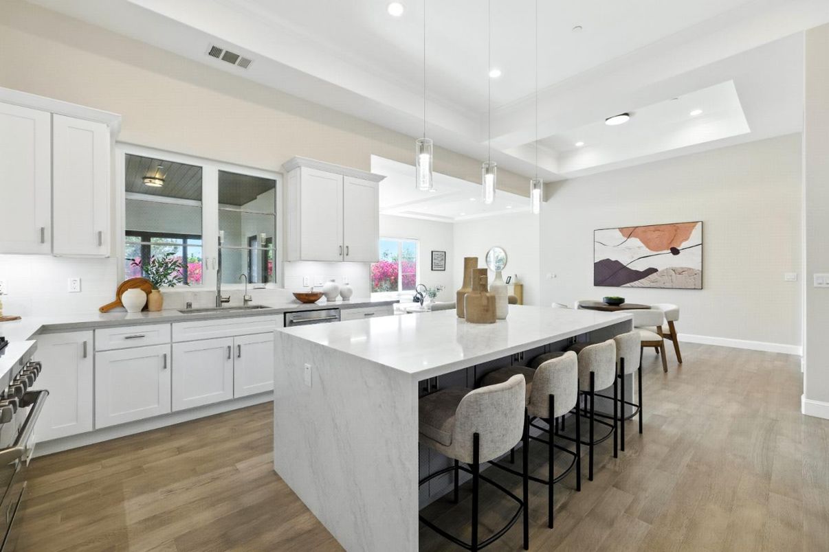 Interior, Kitchen, Pendant Lights, Recessed Lighting, Wood Texture Flooring