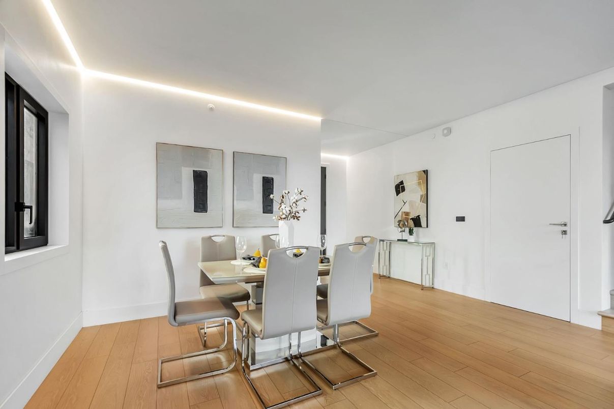 Dining room, Interior, Wood Texture Flooring