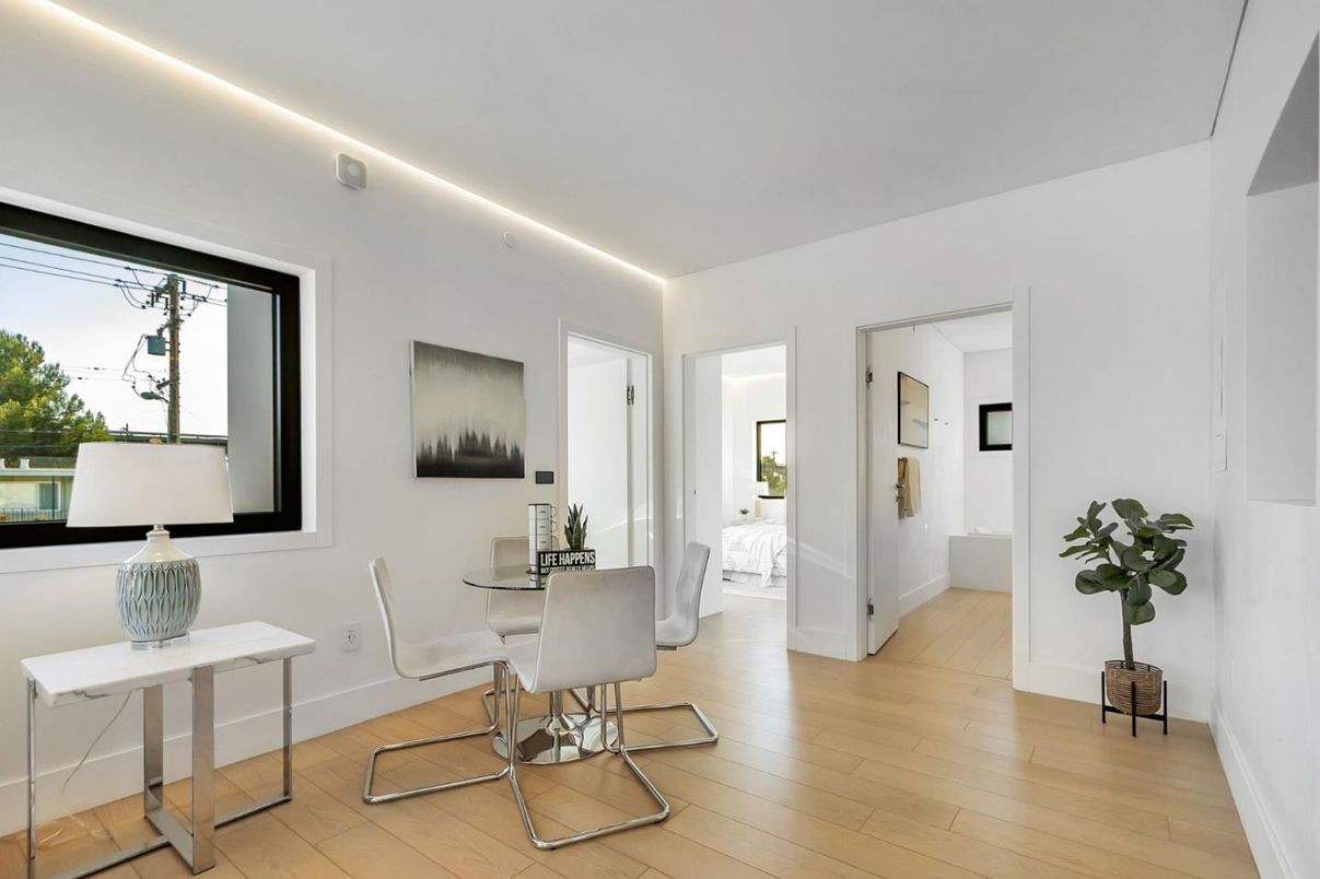 Dining room, Interior, Wood Texture Flooring