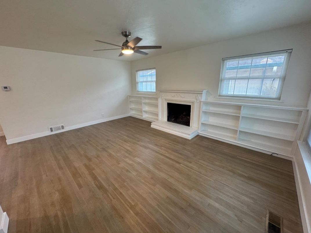 Empty room, Fireplace, Interior, Wood Texture Flooring