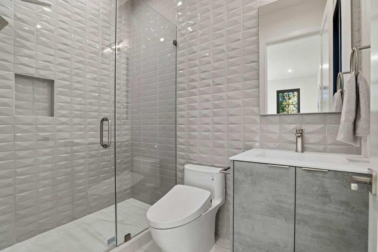 Bathroom, Glass Shower, Interior, Recessed Lighting