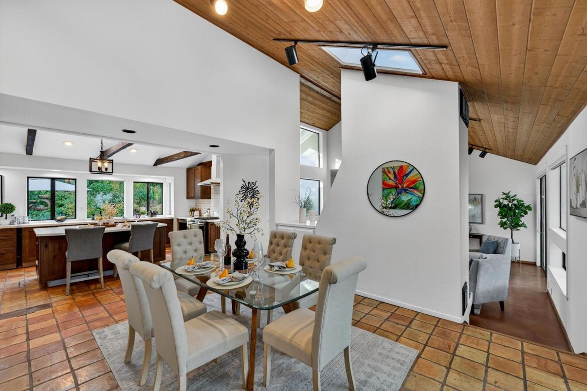 Dining room, Interior, Recessed Lighting, Wooden Ceilings