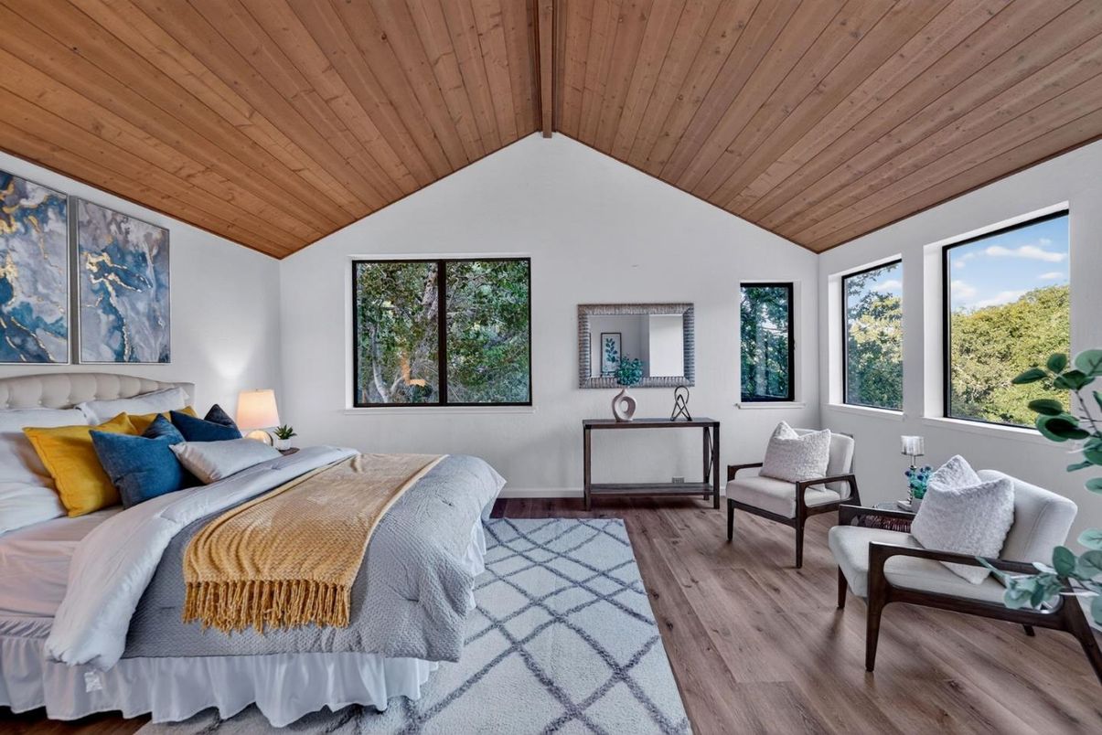 Bedroom, Interior, Wooden Ceilings, Wood Texture Flooring