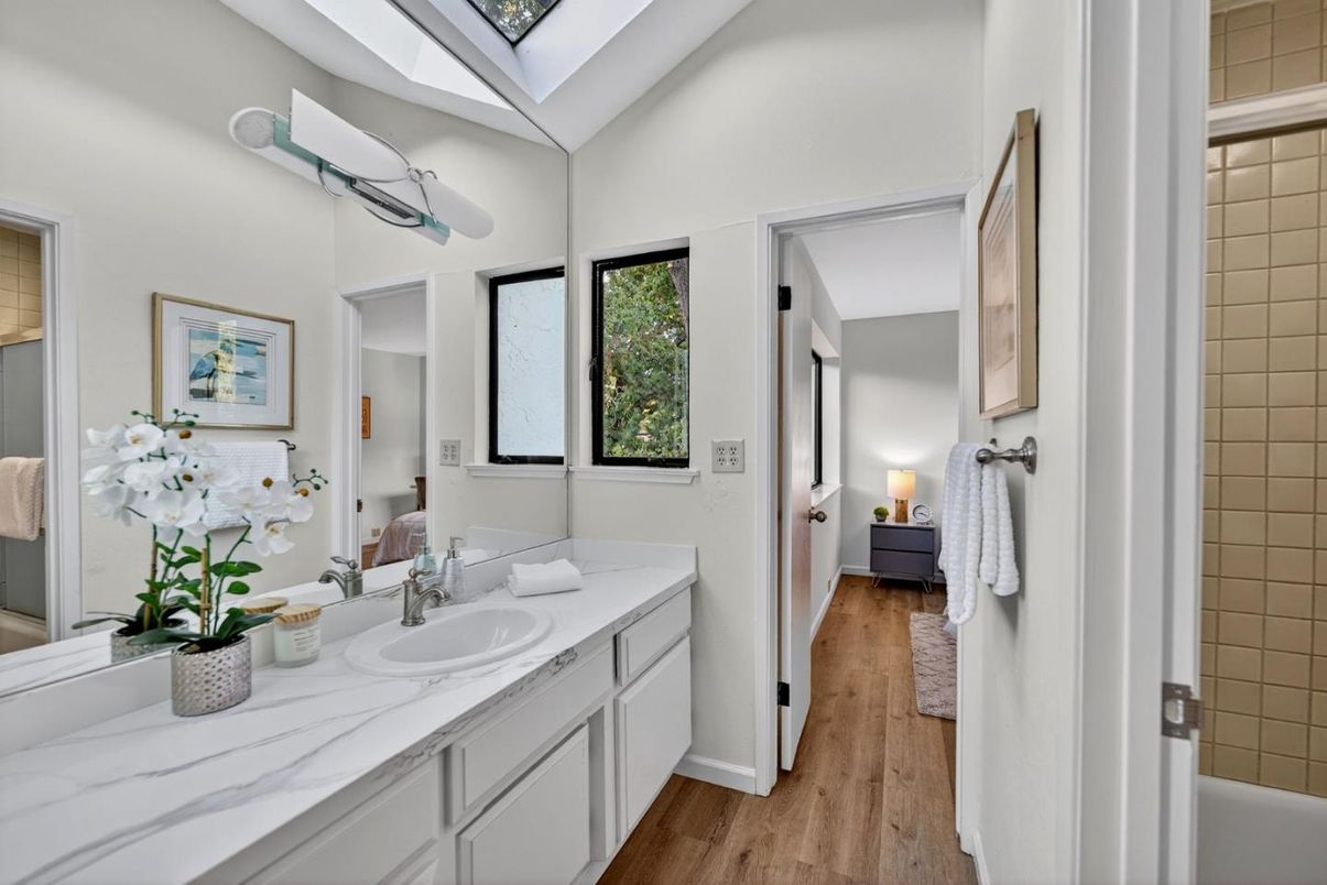Bathroom, Dual Sink Vanities, Interior, Wood Texture Flooring