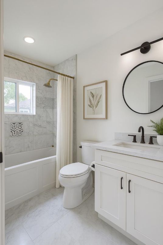 Bathroom, Interior, Marble Walls, Recessed Lighting