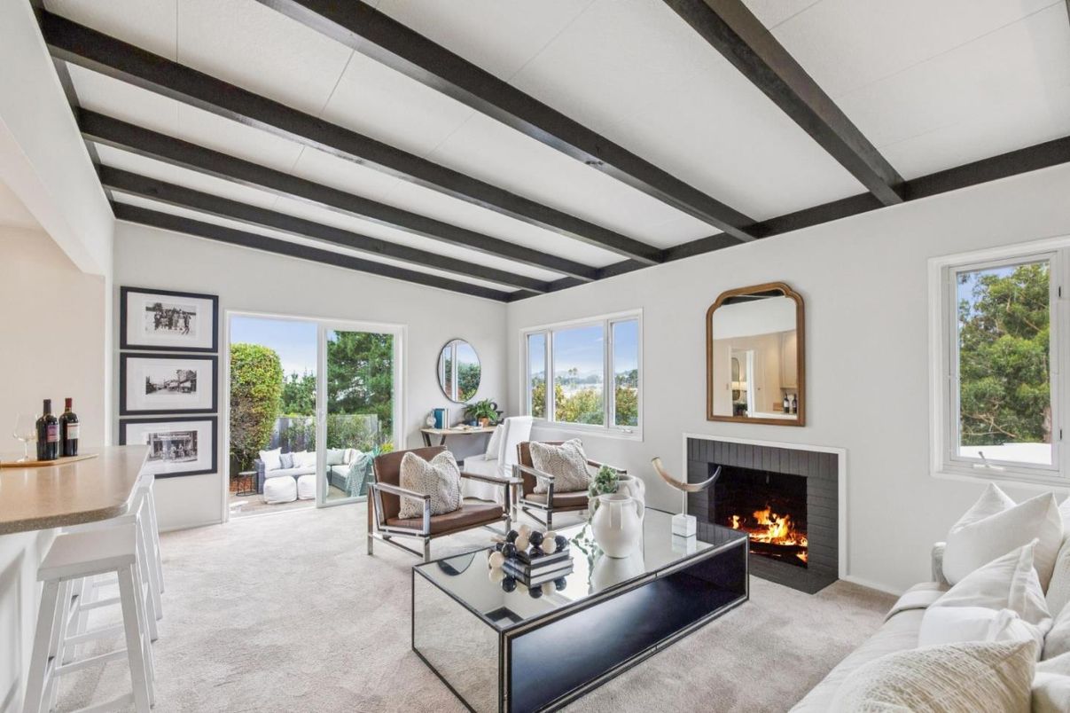 Fireplace, Interior, Living room, Wooden Beams