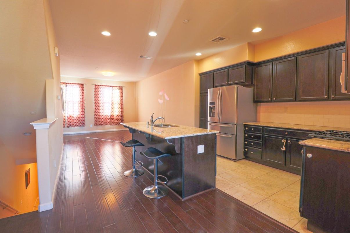 Interior, Kitchen, Recessed Lighting, Wood Texture Flooring