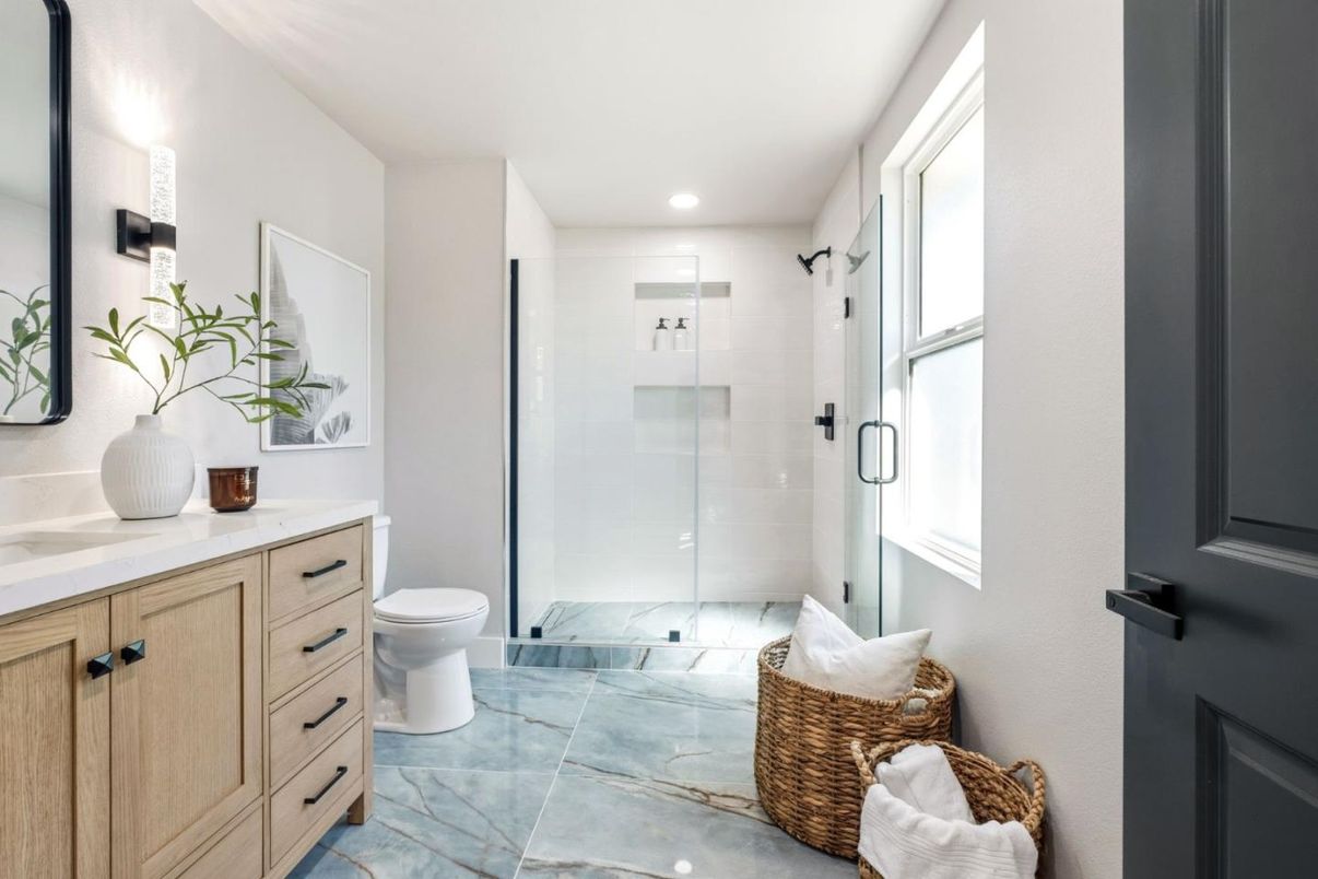 Bathroom, Glass Shower, Interior, Recessed Lighting