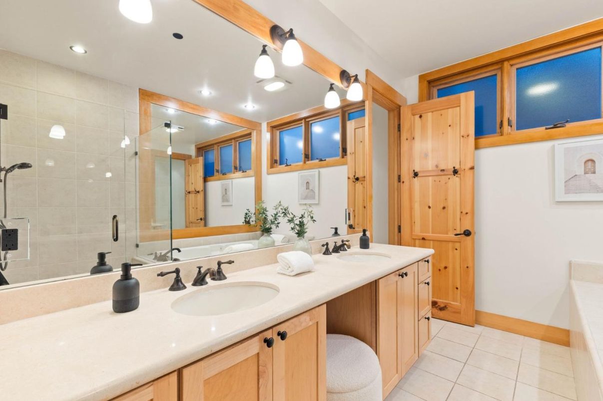 Bathroom, Dual Sink Vanities, Glass Shower, Interior, Recessed Lighting