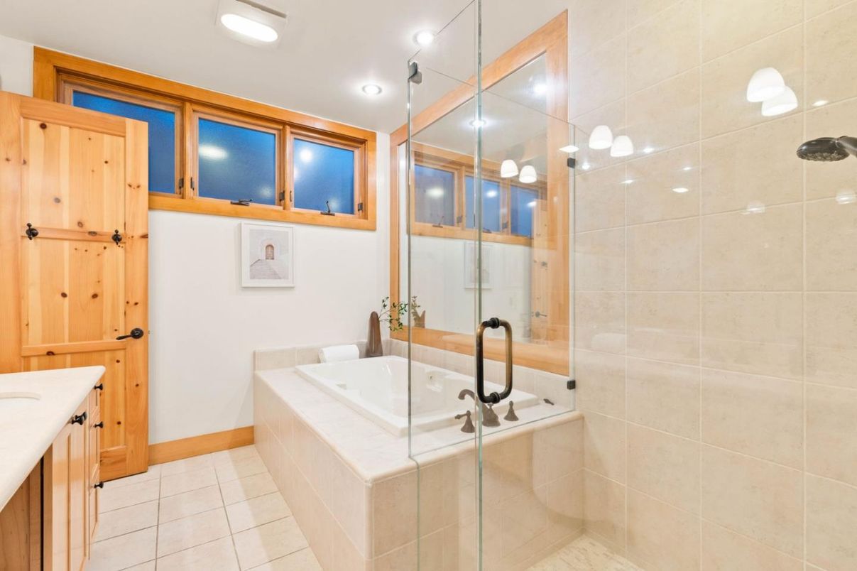 Bathroom, Glass Shower, Interior, Recessed Lighting