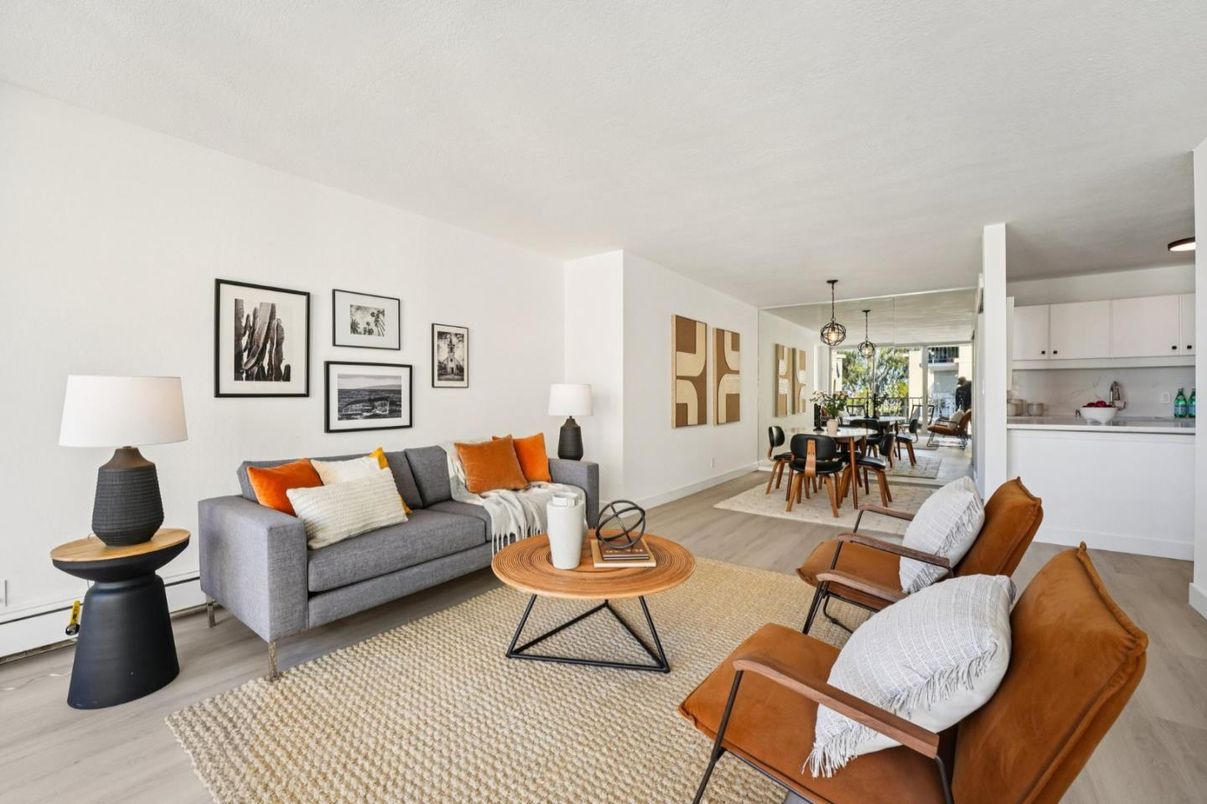 Dining room, Interior, Living room, Pendant Lights, Wood Texture Flooring