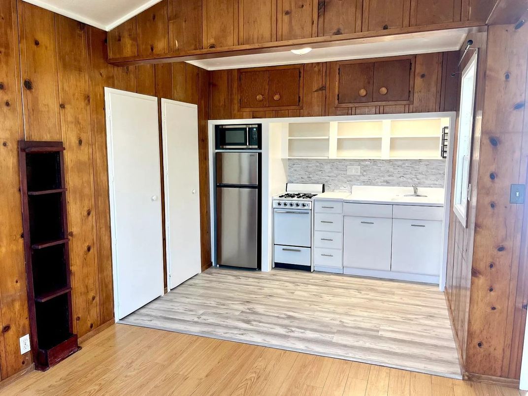 Interior, Kitchen, Wood Texture Flooring, Wooden Walls