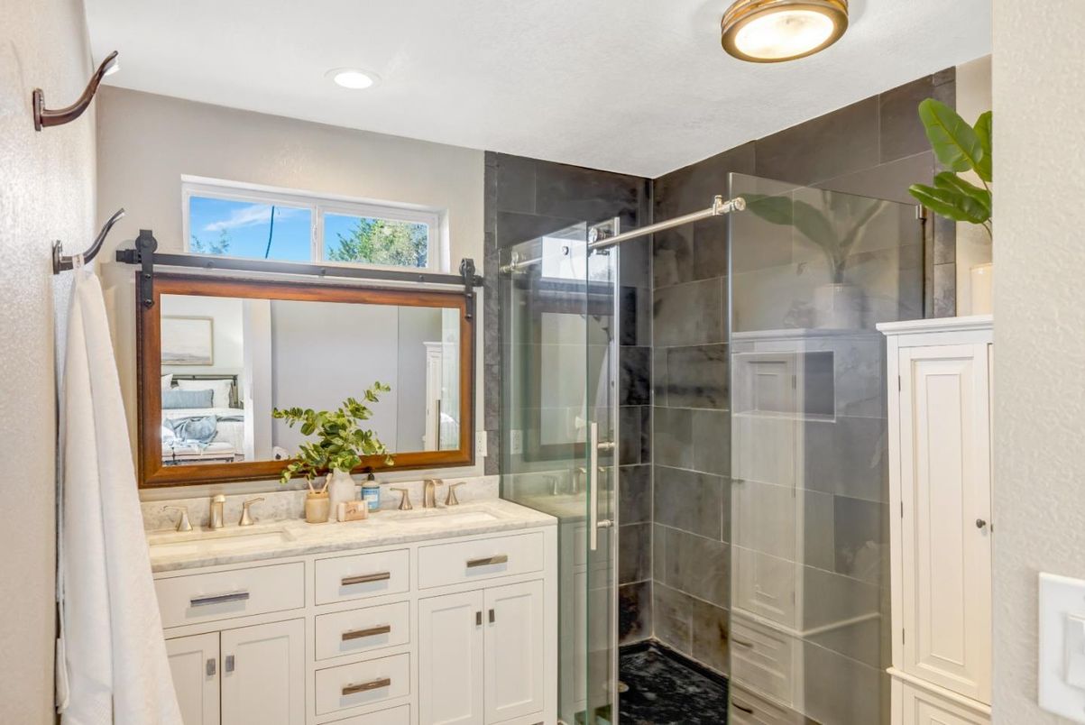 Bathroom, Dual Sink Vanities, Glass Shower, Interior, Recessed Lighting