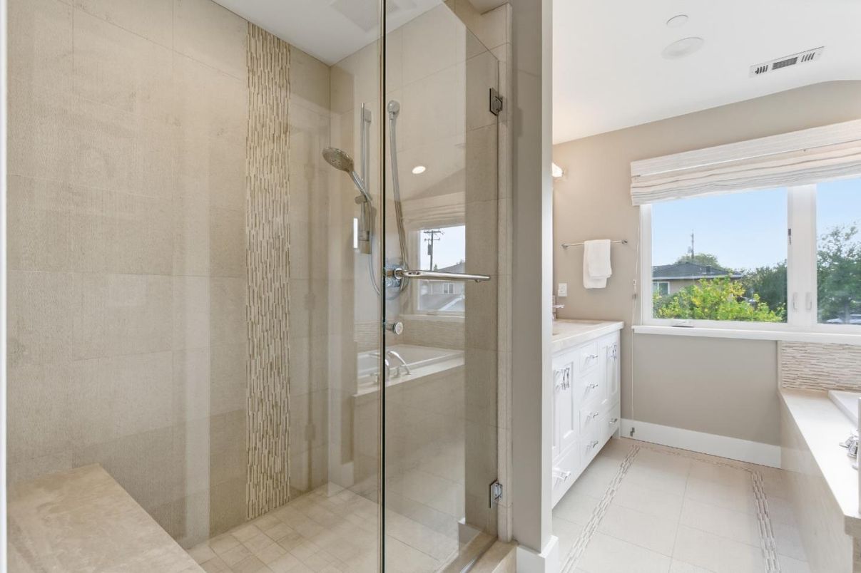 Bathroom, Glass Shower, Interior, Recessed Lighting