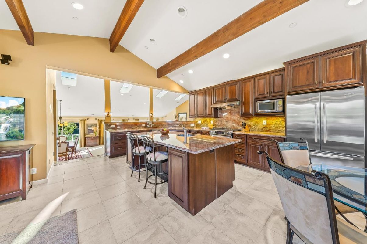 Interior, Kitchen, Recessed Lighting, Stainless Steel Appliances, Wooden Beams