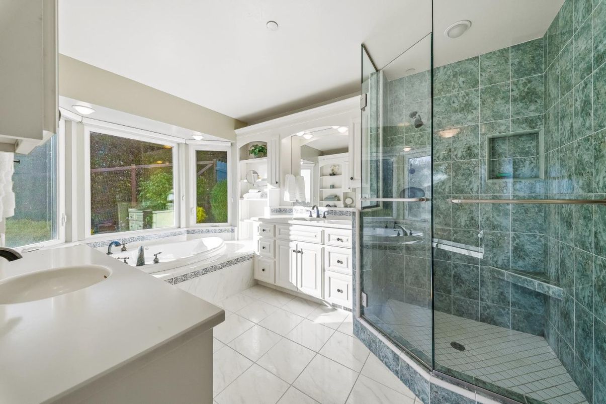 Bathroom, Dual Sink Vanities, Glass Shower, Interior, Recessed Lighting