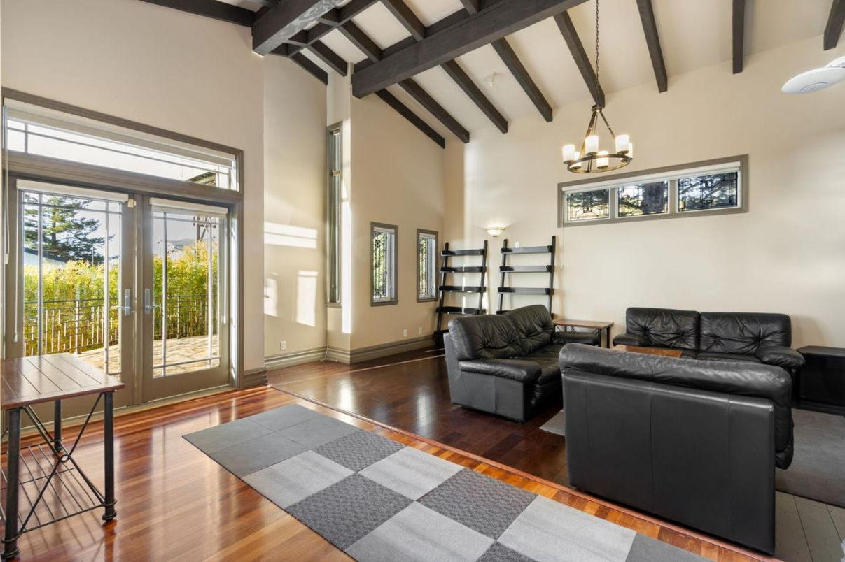 Chandelier, Interior, Living room, Wooden Beams, Wood Texture Flooring
