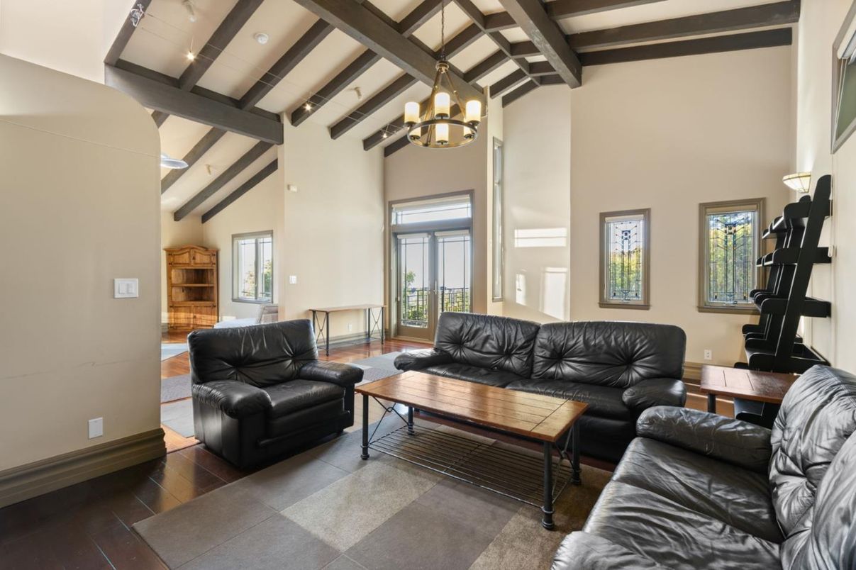 Chandelier, Interior, Living room, Wooden Beams, Wood Texture Flooring