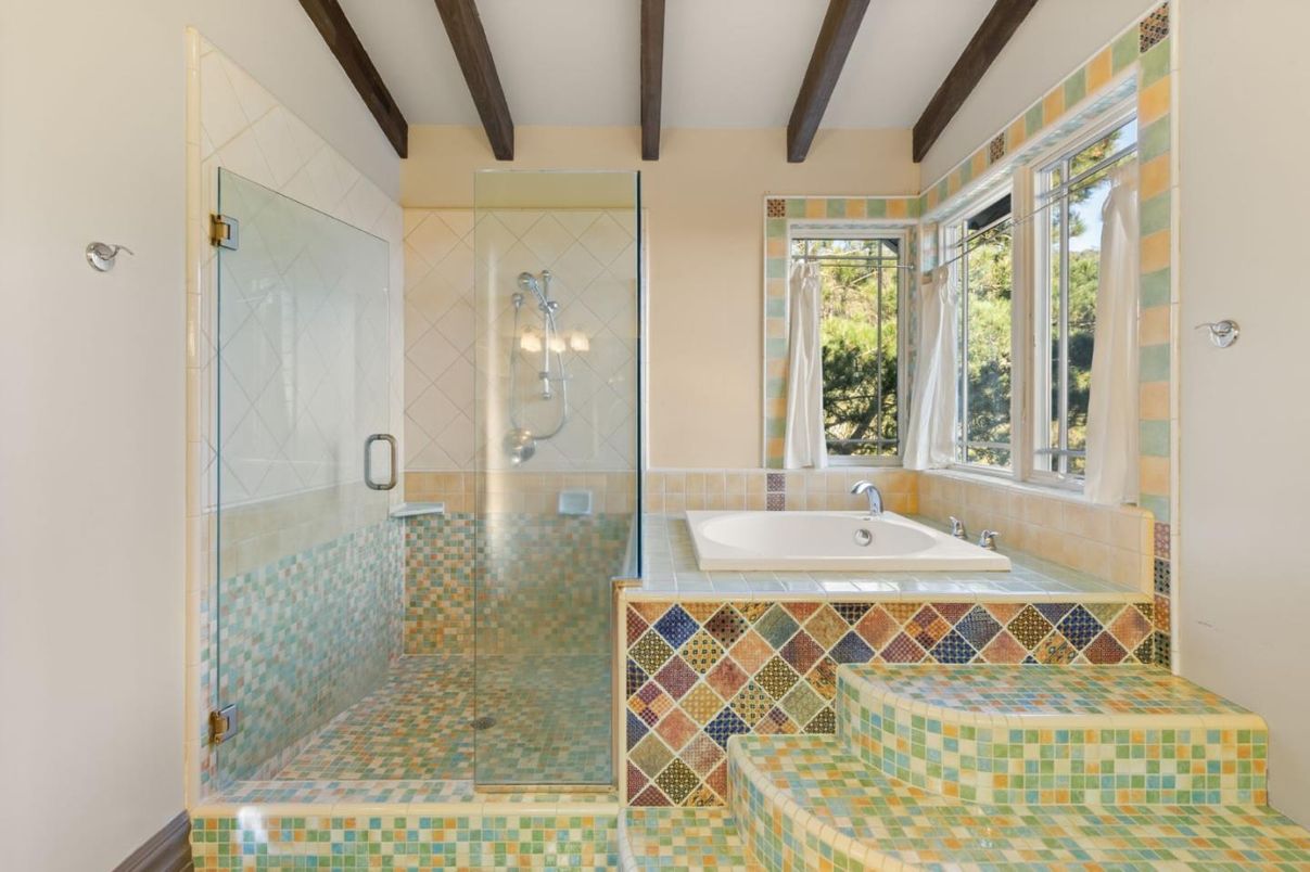 Bathroom, Glass Shower, Interior, Wooden Beams