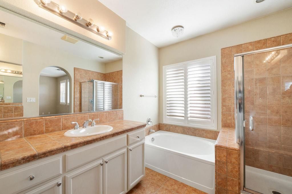 Bathroom, Dual Sink Vanities, Glass Shower, Interior, Tile Countertops