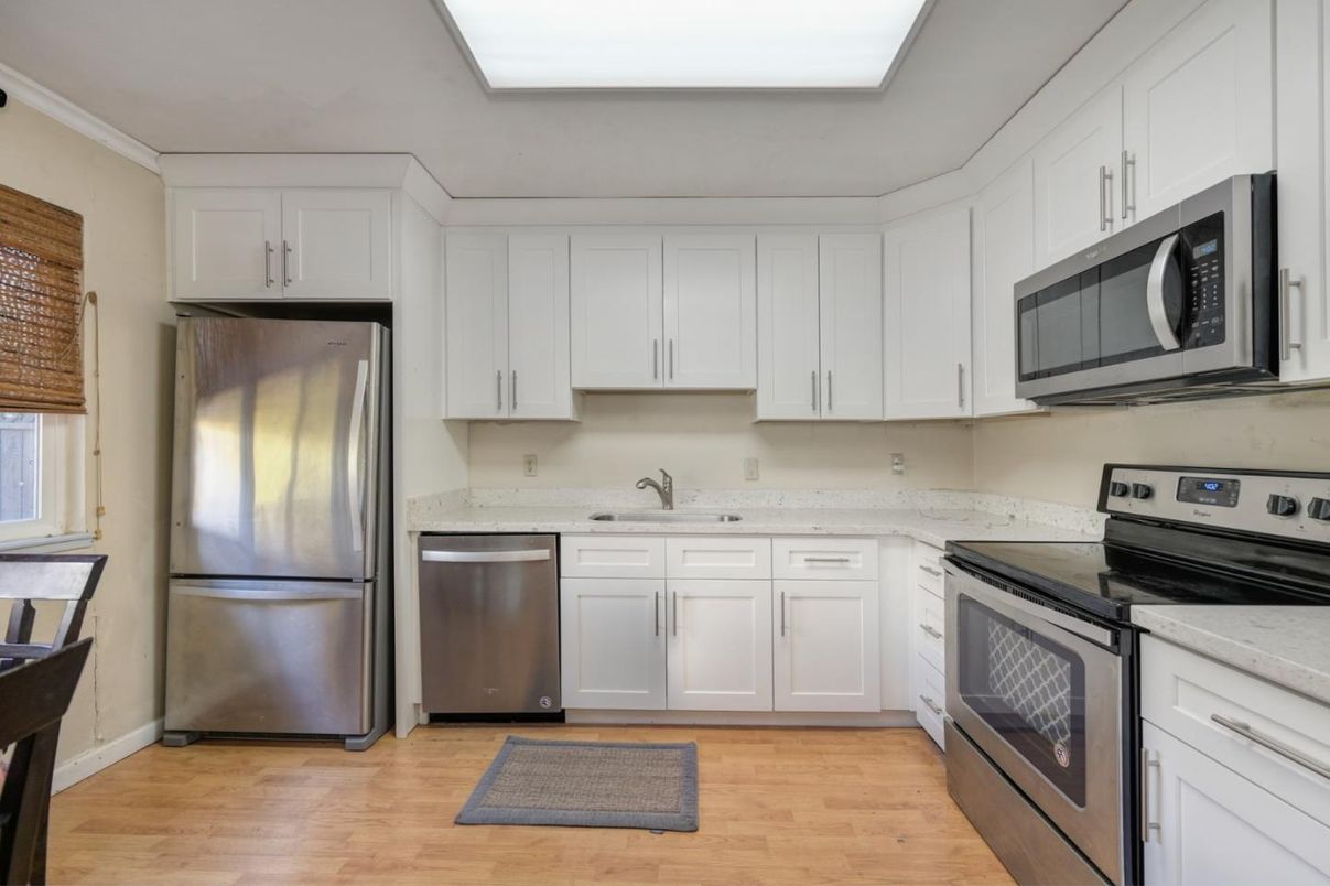 Interior, Kitchen, Stainless Steel Appliances, Wood Texture Flooring