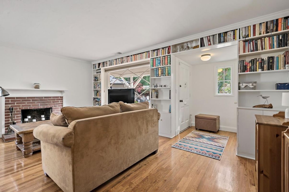 Fireplace, Interior, Living room, Stone Walls, Wood Texture Flooring