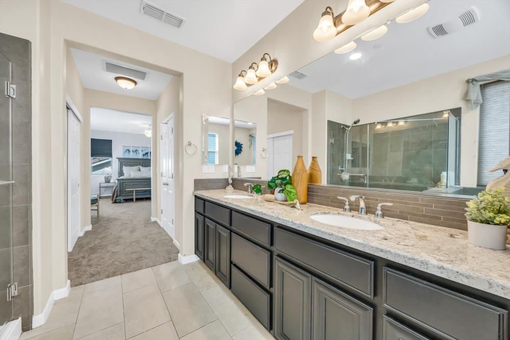 Bathroom, Dual Sink Vanities, Glass Shower, Interior