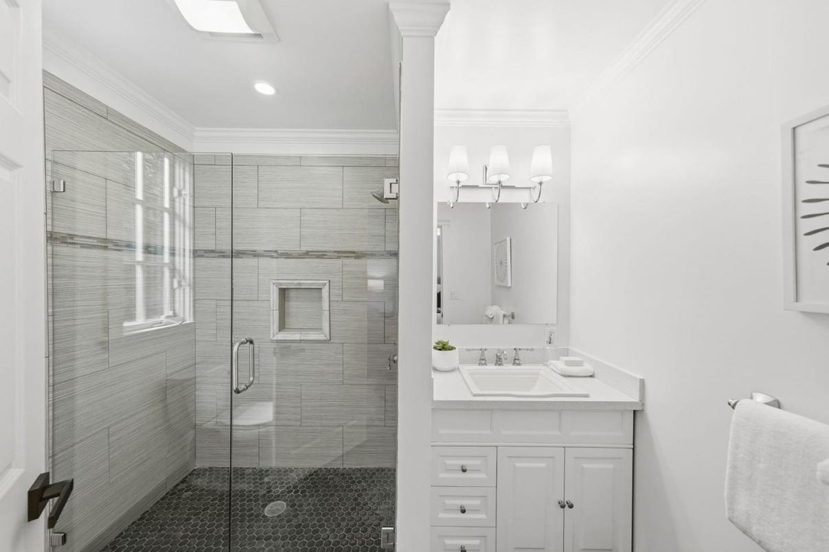 Bathroom, Glass Shower, Interior, Recessed Lighting