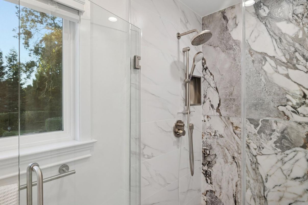 Bathroom, Glass Shower, Interior, Marble Walls