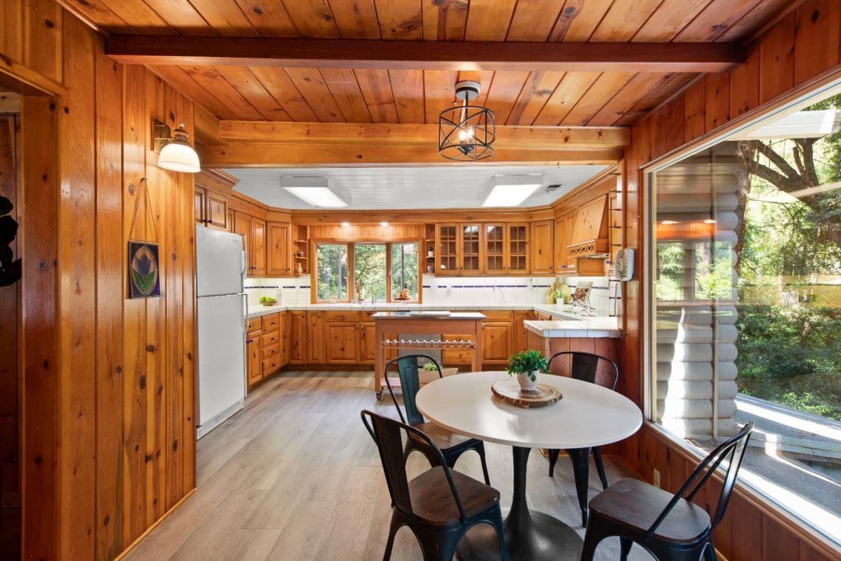 Dining room, Interior, Kitchen, Wooden Beams, Wooden Ceilings, Wood Texture Flooring, Wooden Walls
