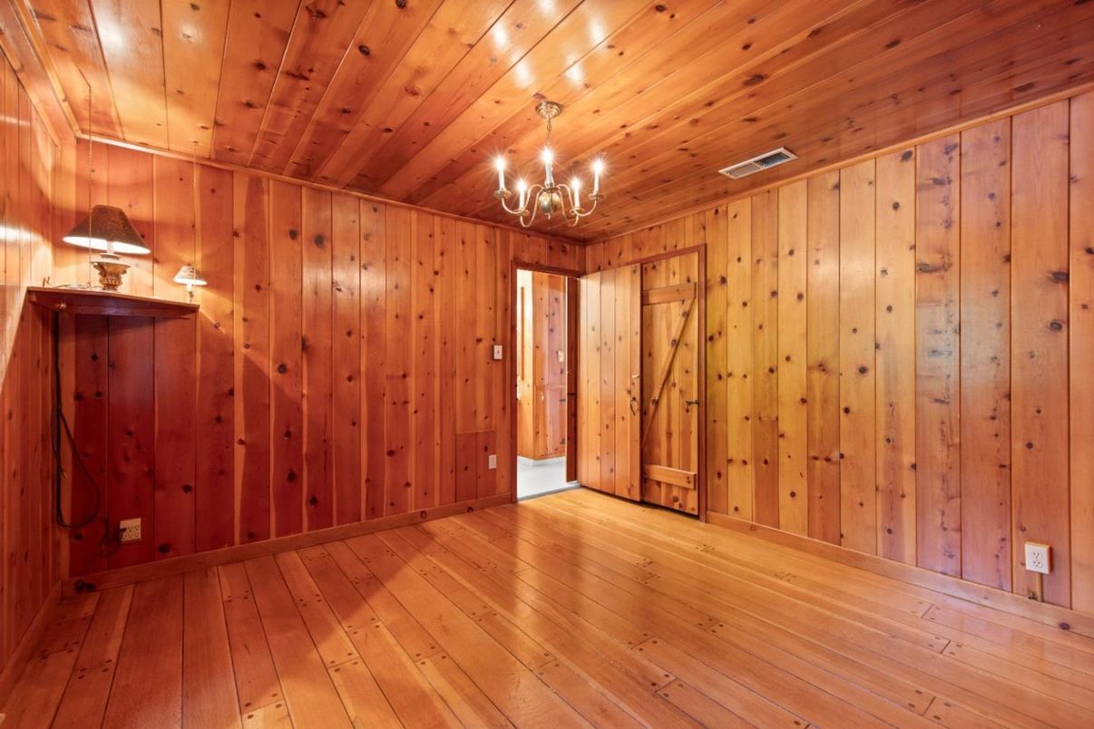 Chandelier, Empty room, Interior, Wooden Ceilings, Wood Texture Flooring, Wooden Walls